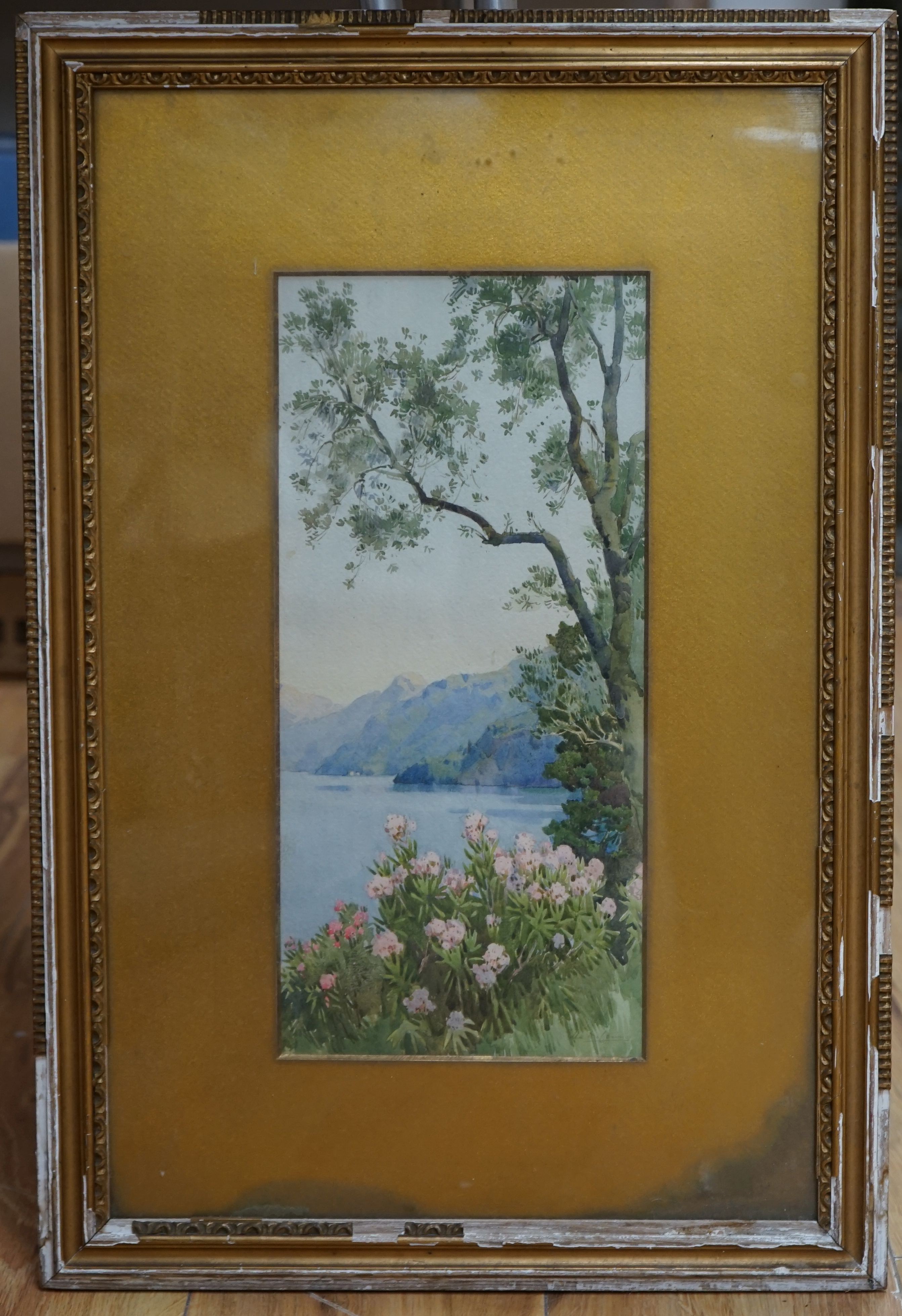 Ella du Cane (1880-1940), watercolour, Largo de Leman, signed, 35 x 16cm